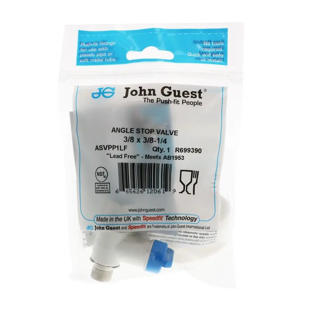John Guest Angle Stop Adapter Valve Lead-Free - 3/8 X 3/8 X 1/4 4