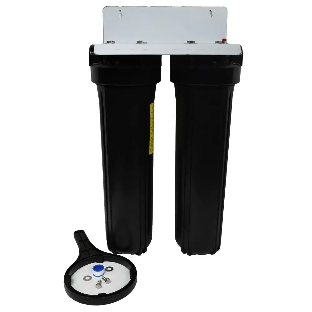 20" Big Flow Twin Series Plumbed Filter Housing Diy 1" Fpt 1