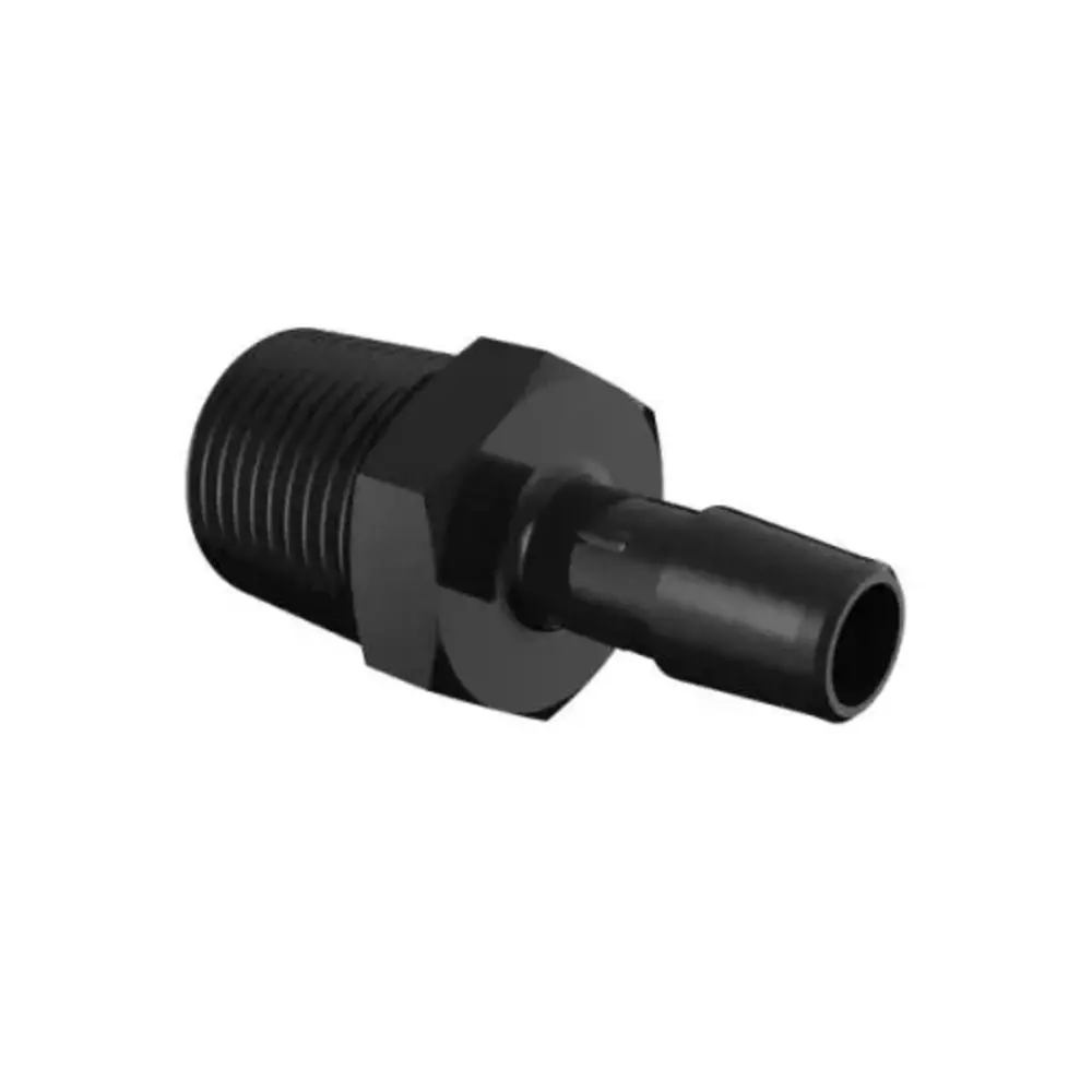 3/8" Tube Id X 1/2" Npt Nylon Threaded Adapter- Black 1