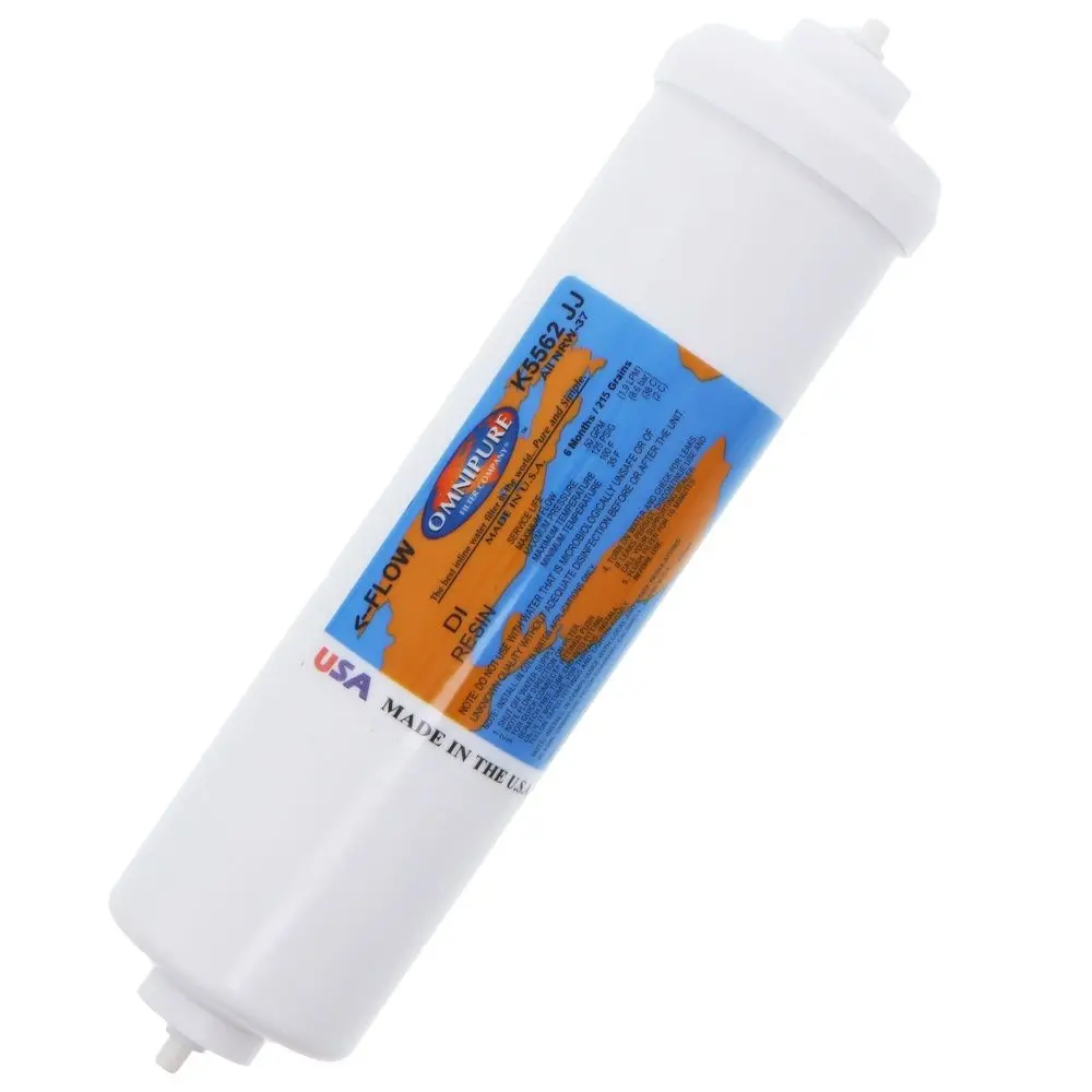 Omnipure Inline K5562-Jj-Nrw37 Di Mixbed Resin - 10" X 2.5" Filter - 1/4" Quick Connect 2