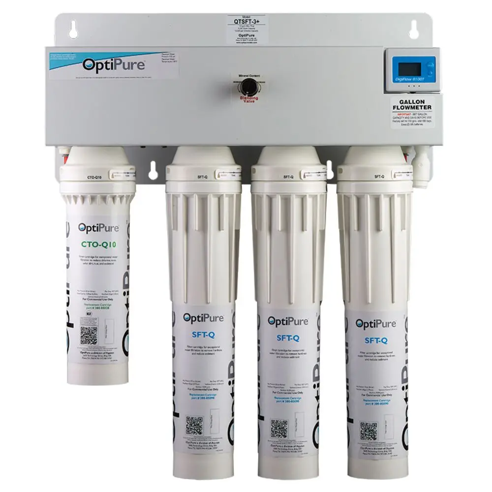 Optipure Qtsft-3+; (1) 10" Cto & (3) 15" 5200 Grains - With Blend Valve Quad System 1