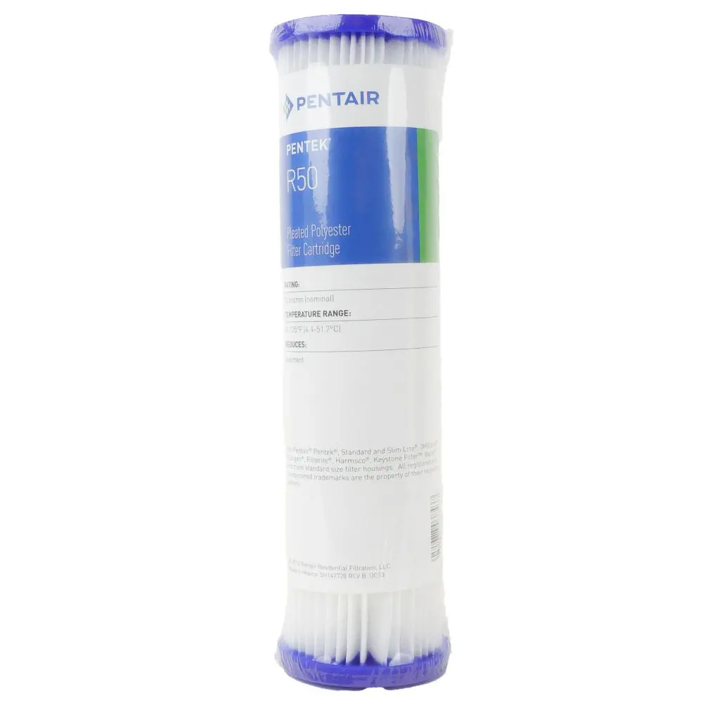 9-3/4" Pentek R50 Pleated Polyester 50 Mic Filter 1