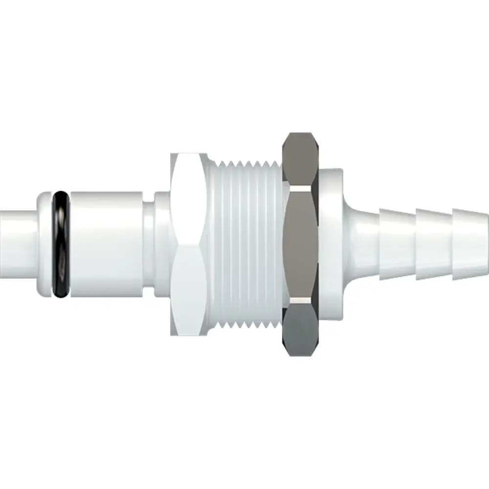 Linktech 40Ac Series Panel Mt. Male, Valved, 1/4" Hb, Natural Acetal, Buna N 1