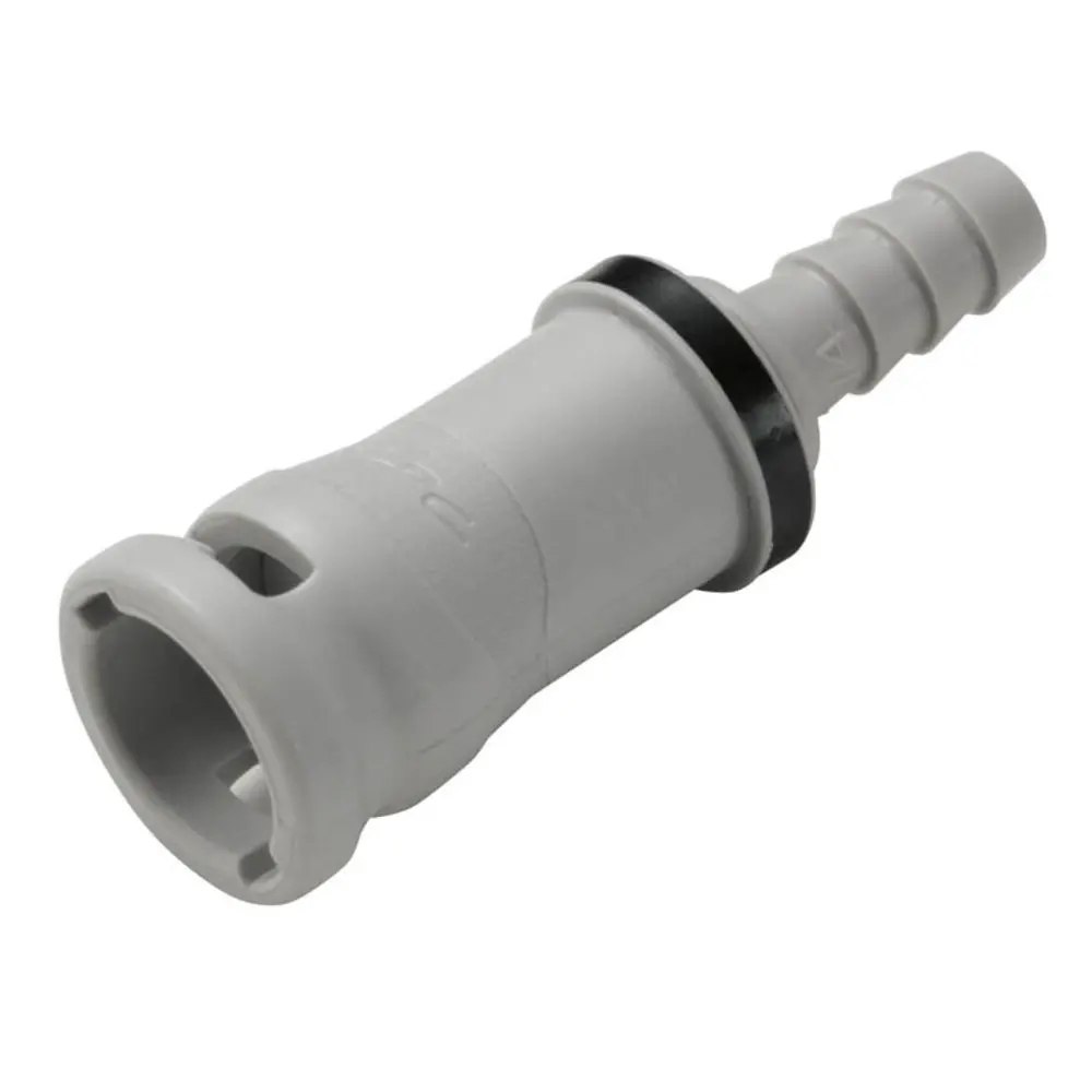 1/4 Hose Barb Valved In-Line Molded Grey Polypro Cplng Body, Epr O-Ring,  Fkm Seal 1