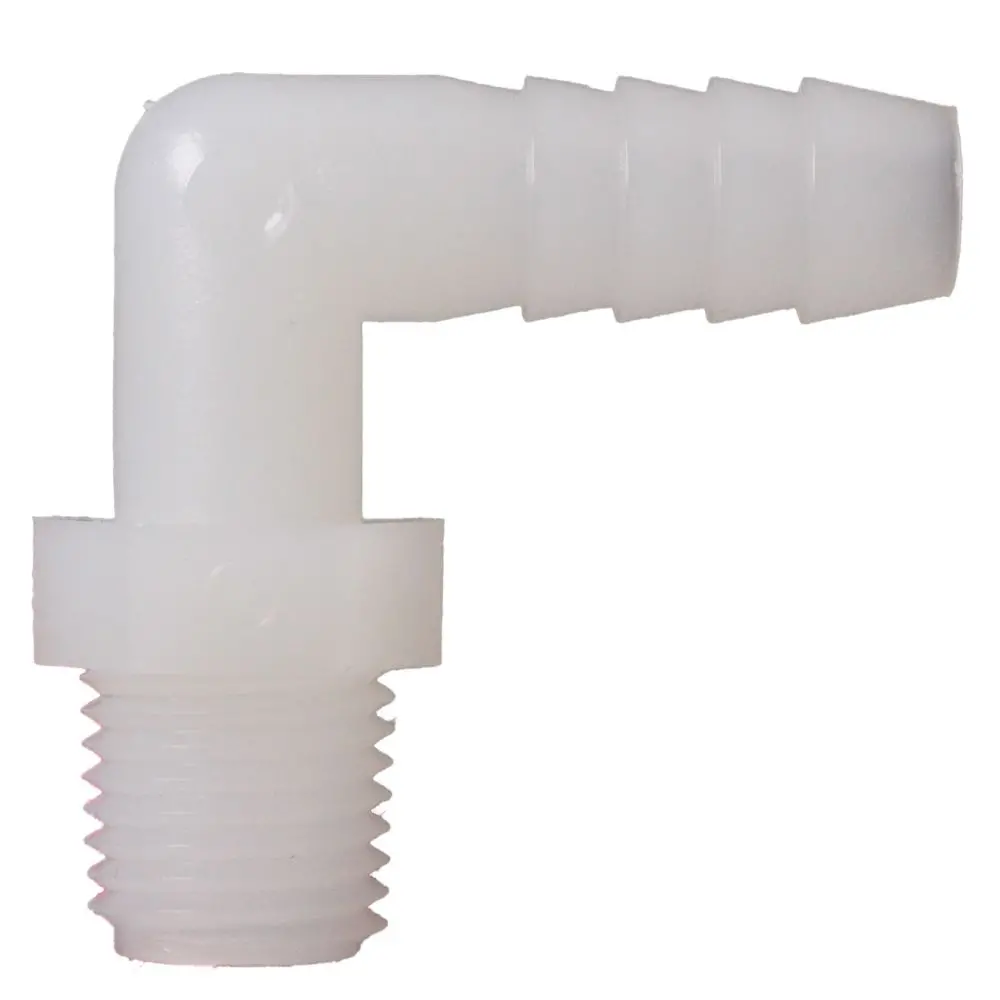 Male Elbow Barb X Male Npt - 1/4" Hb X 1/8" Mnpt - Natural Nylon 1