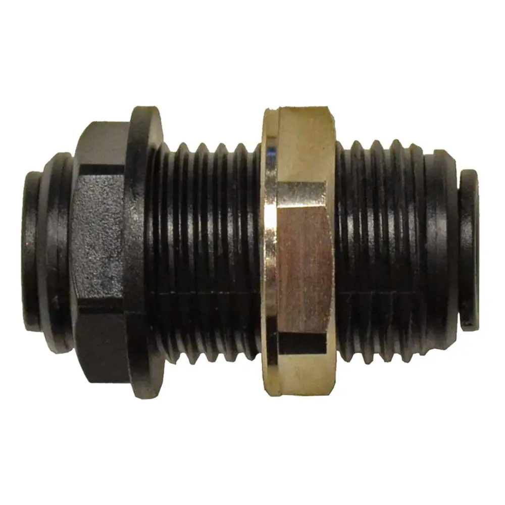 John Guest Bulkhead Union Black Polypropylene - 1/4 1