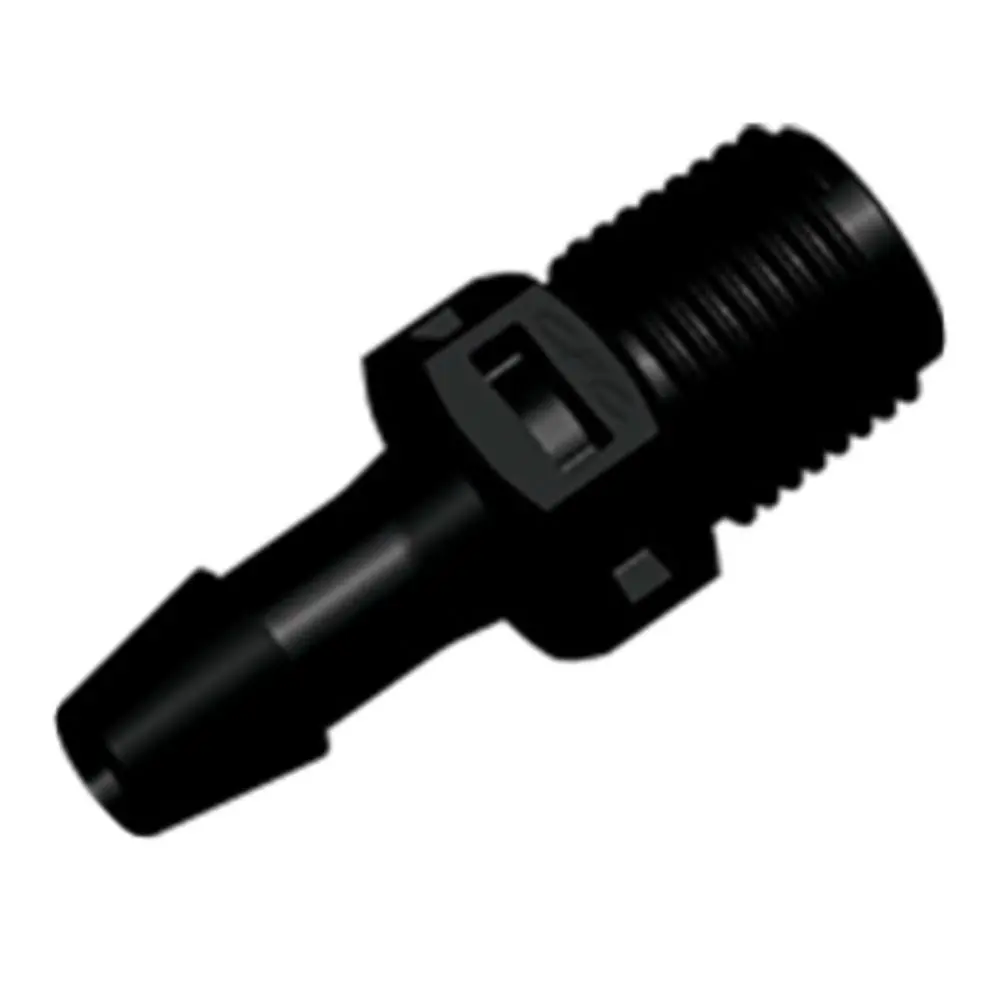 Fitquik Nylon Thread To Tube Straight Fitting - 1/8 Npt To 3/16 Id Barb - Black 1