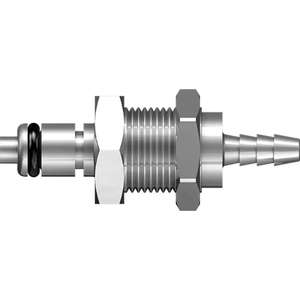 Linktech 20Cb Series Panel Mt. Male, Valved, 1/8" Hb, Chrome Brass, Buna N 1
