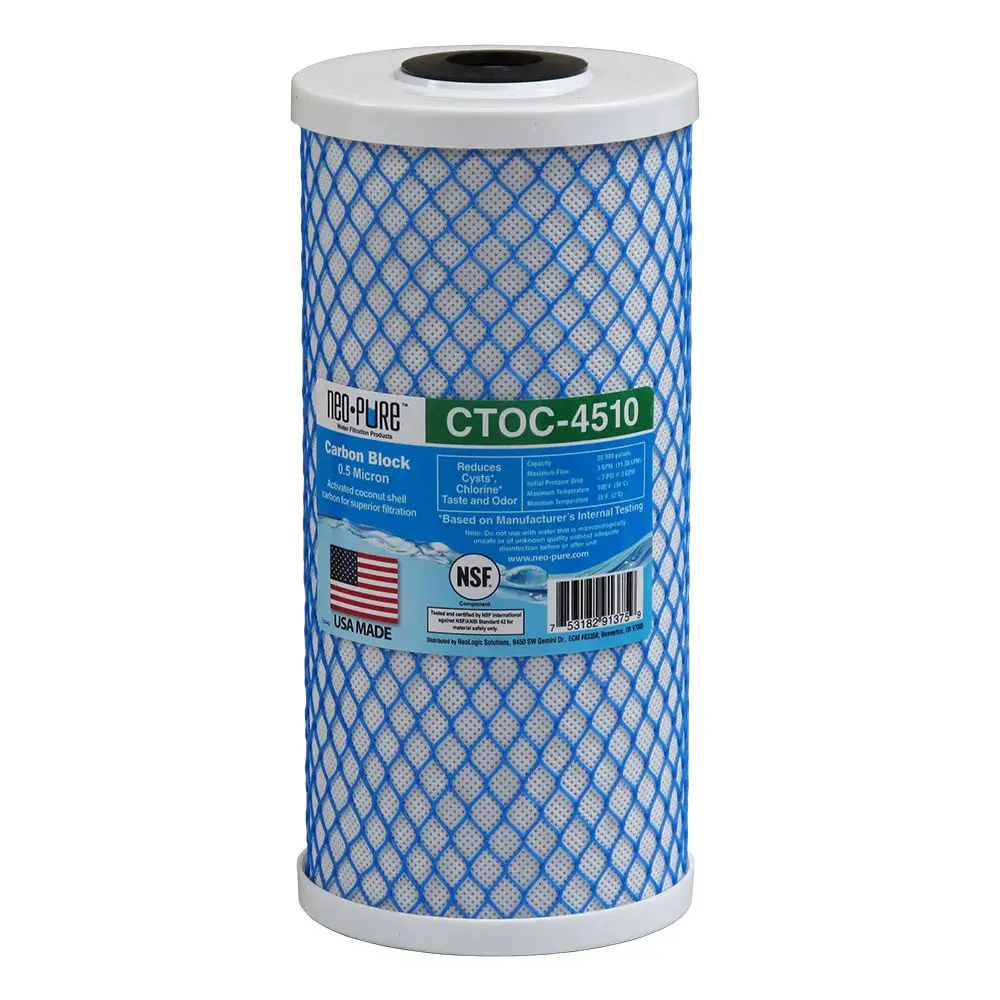 Neo-Pure Ctoc-4510 9-7/8" X 4-1/2" Cyst Reduction Carbon Block Cartridge 1