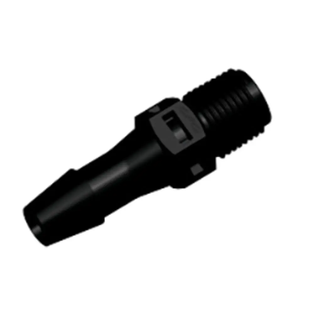 Fitquik Nylon Thread To Tube Straight Fitting - 1/8 Npt To 1/4 Id Barb - Black 1