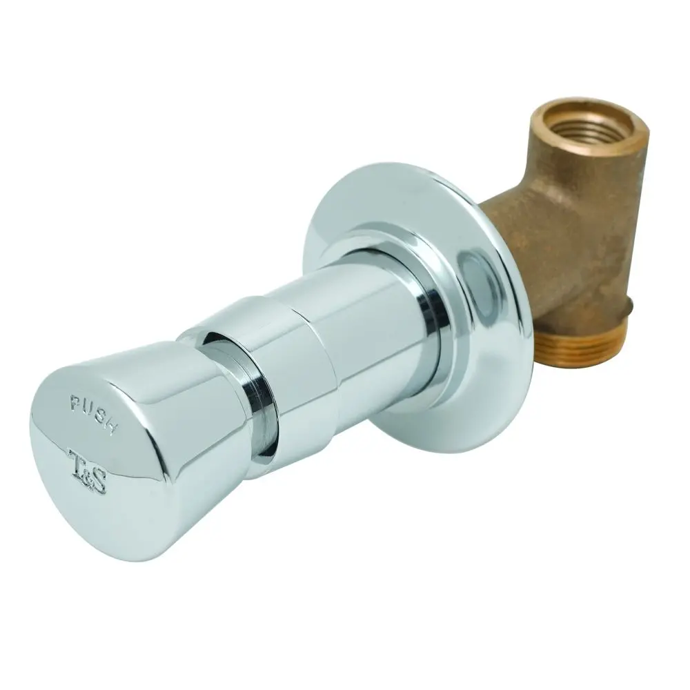 T&S Brass B-1029-01 Concealed Straight Valve With Self Closing Push Handle, Vandal Resistant, Cold Index 1