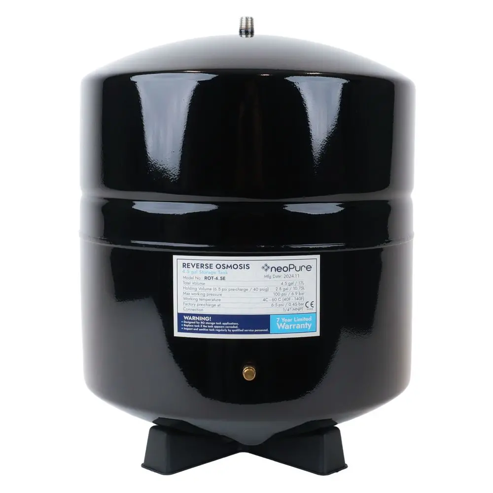 Neopure Tank Ro 4.5 Gallon Black W/Shut-Off Valve - 3/8 X 1/4 Nptf 1