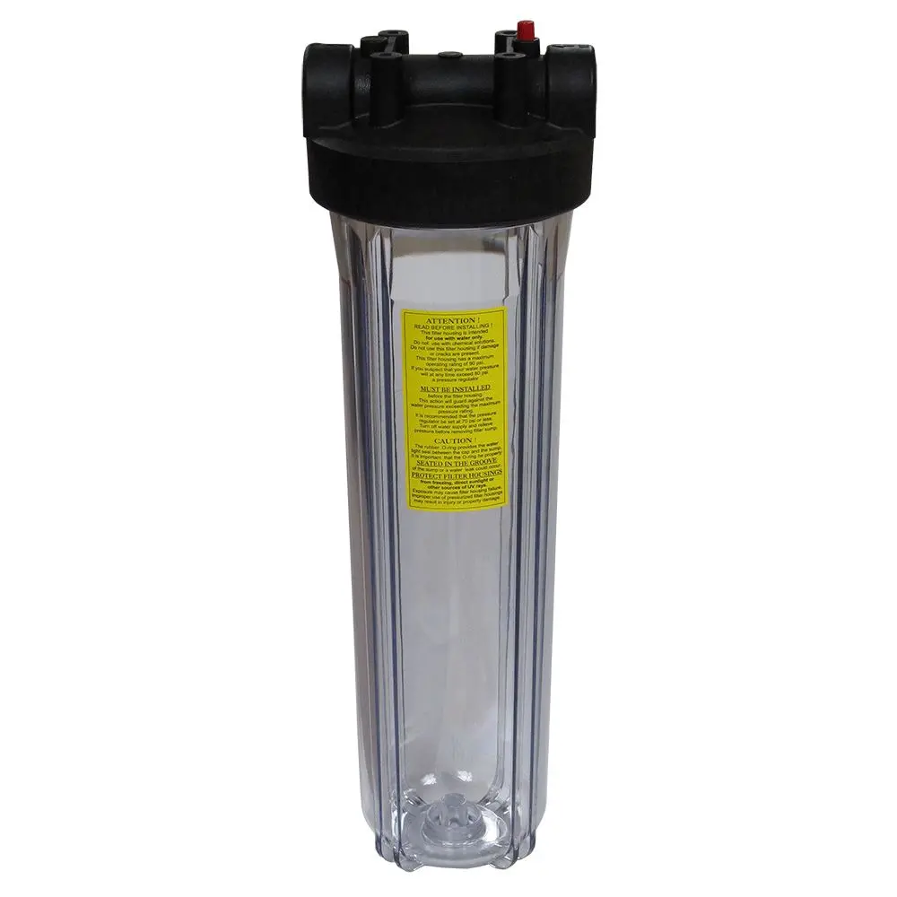Watts 20" Full Flow Water Filter Housing Black/Clear W/ Pr - 1" Fpt 1