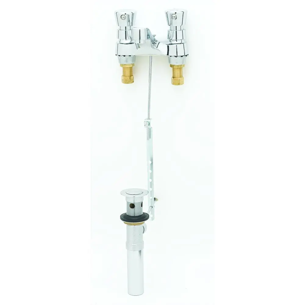 T&S Brass B-0830 Deck Mount Slow Self-Closing Centerset Lavatory Metering Faucet W/ Pop-Up 1