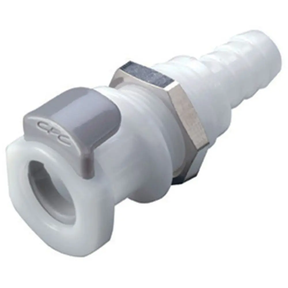 9208400 Nsf Valved Panel Mount Hose Barb Coupling Body 3/8 Id Barb 1