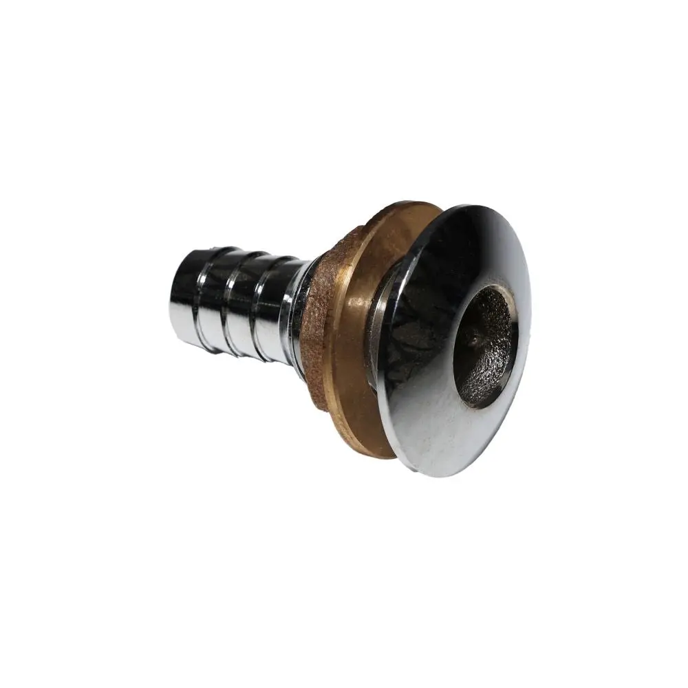 Watts Chrome Plated Thru Hull Fitting With Nut - 3/4" Barb 1