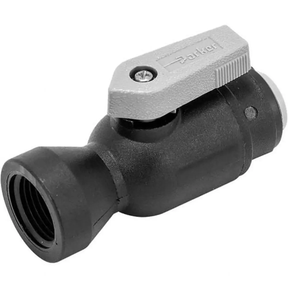 Shut-Off Ball Valve Polypropylene Black With Grey Lever - 3/8 Qc X 3/8 Nptf 1