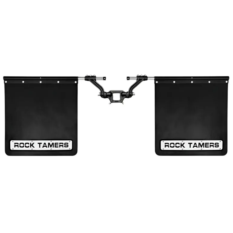 Rock Tamers 2.5" Hub Mudflap System Matte Black-Stainless Steel Trim Plates 1