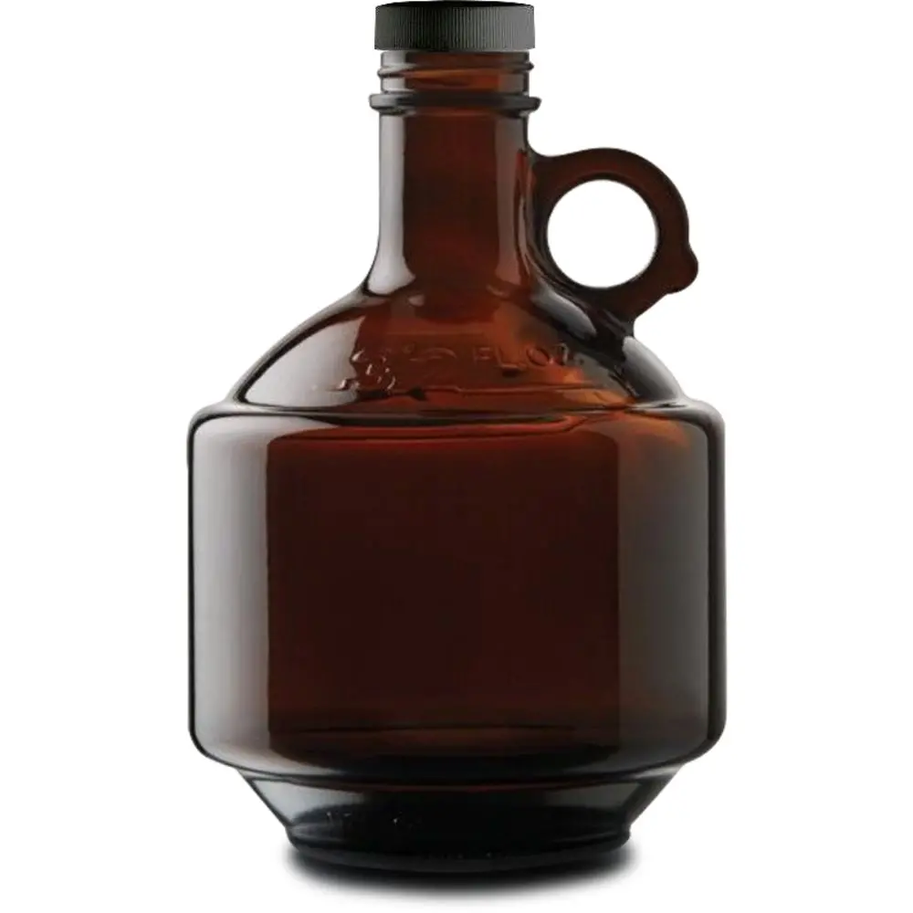 Amber 32Oz Glass Beer Growler Round Loop Handle 38/400 Finish With Cap 1
