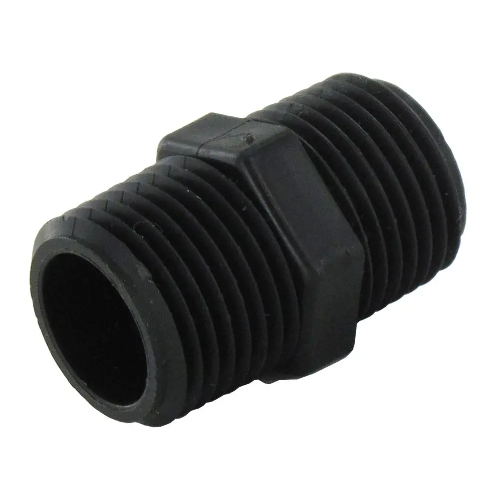 Nipple Hex - 1/2 X 1/2 Mpt Black Polypropylene 1