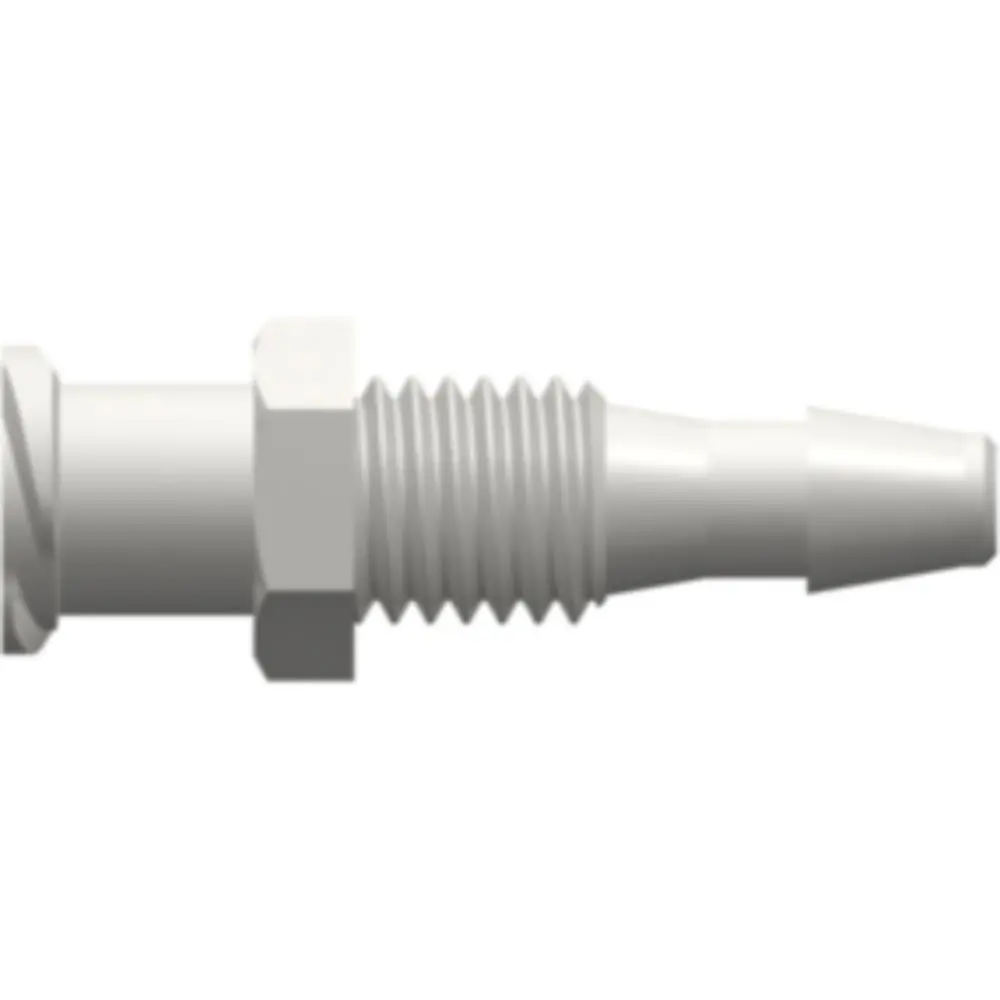 Linktech Female Luer Thread Style Panel Mount 1/4-28 Unf To 200 Series Barb, 1/8" (3.2 Mm) Id Tubing, White 1