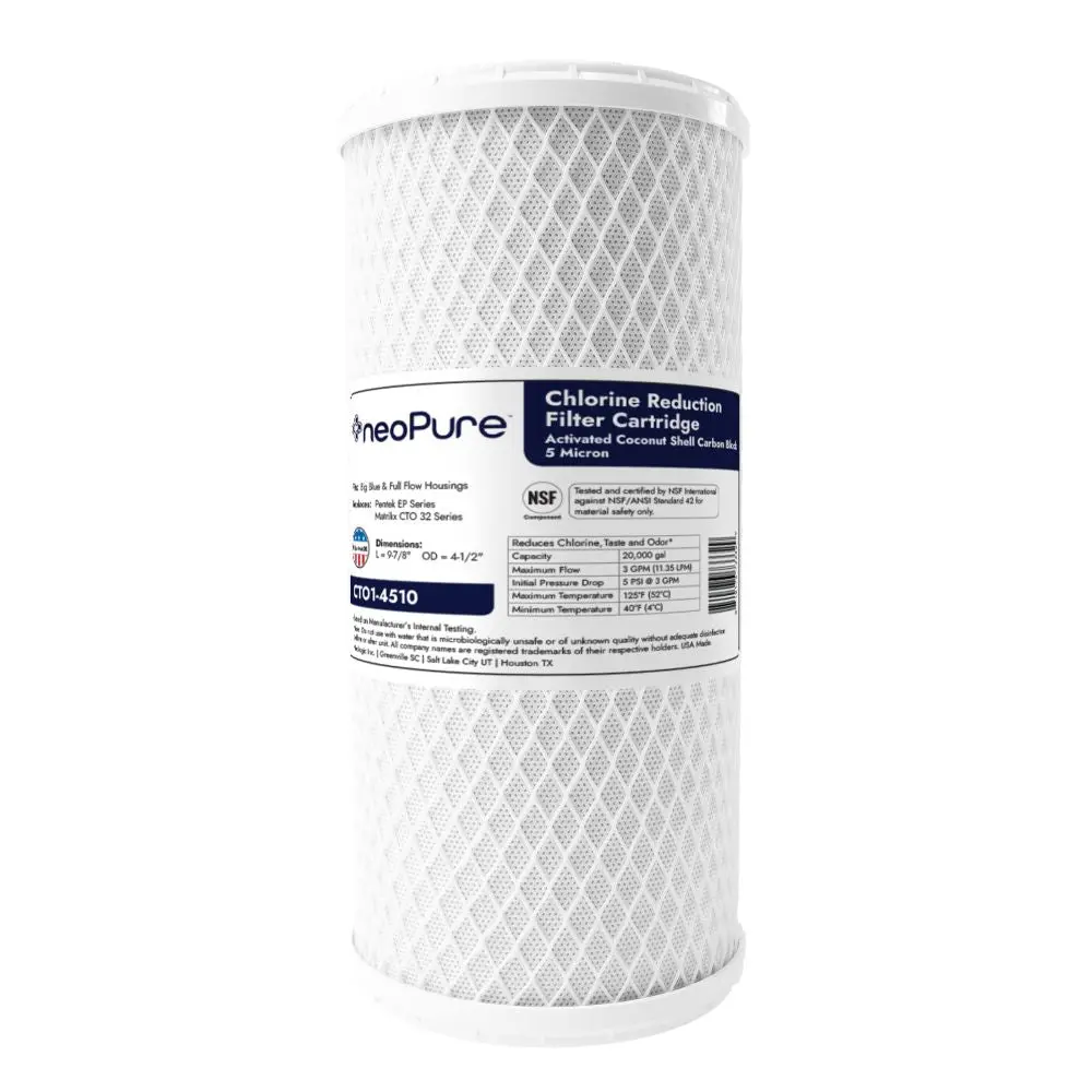 Neo-Pure Cto1-4510 9-7/8" X 4-1/2" Coconut Shell Carbon Block Filter 5 Micron 1
