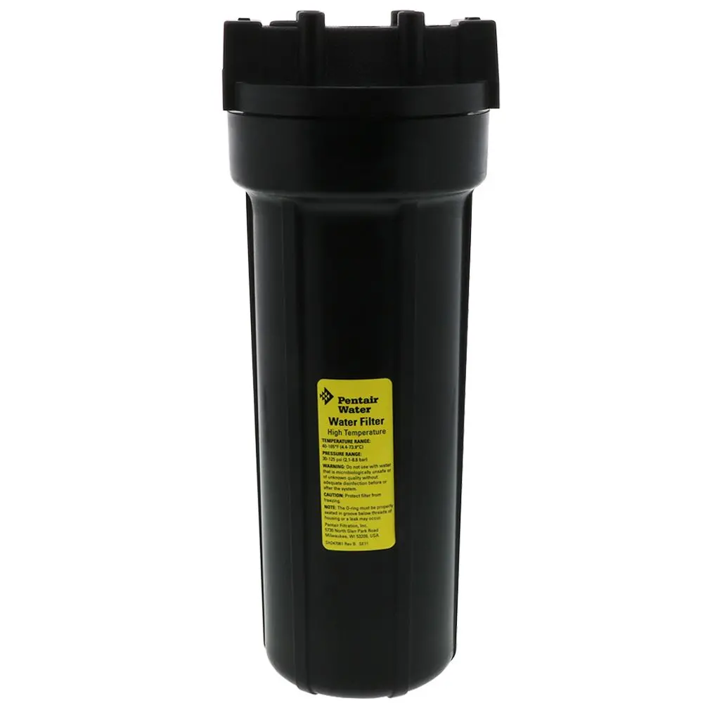 Pentek 158319 10" High Temperature Slim Line Black Housing No Pr - 1/2" Fpt 1
