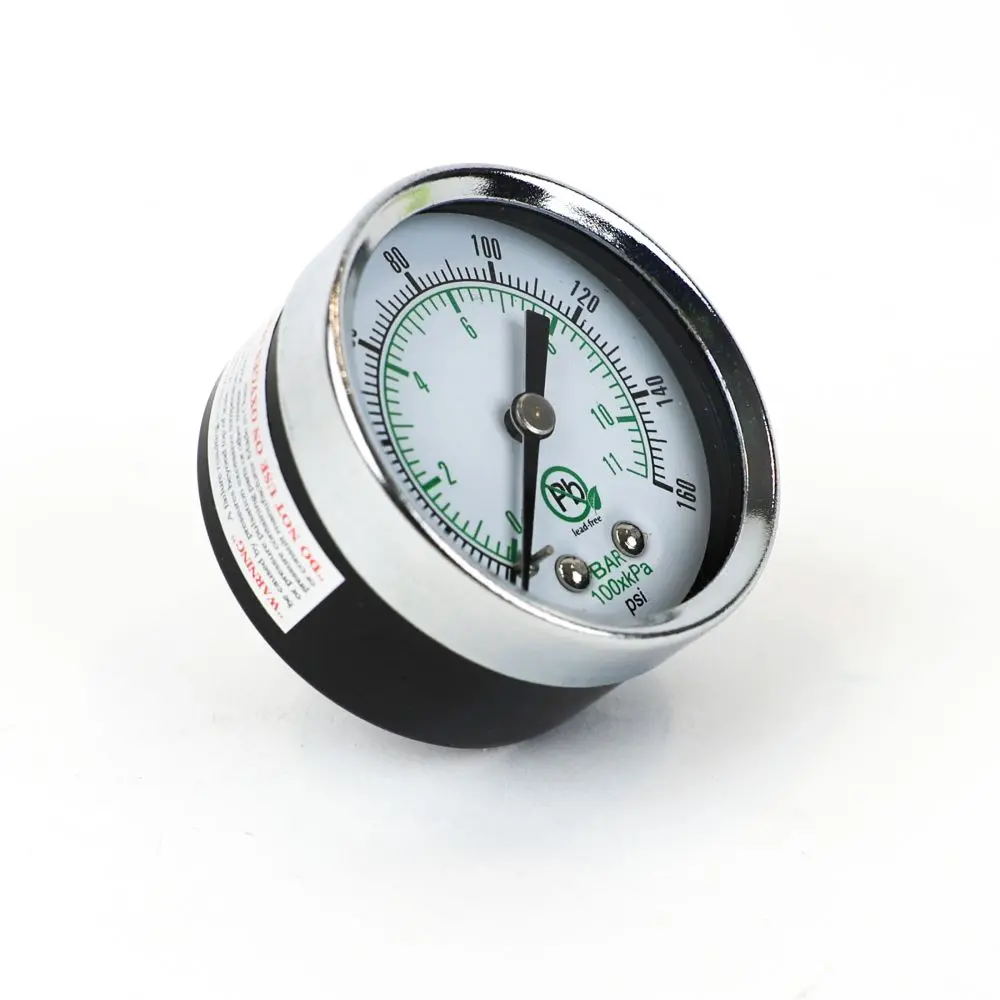 Water Pressure Gauge 160 Psi, 1/4" Mpt, 2.0" Glass Dial, Center Mount, Black Steel Case 2