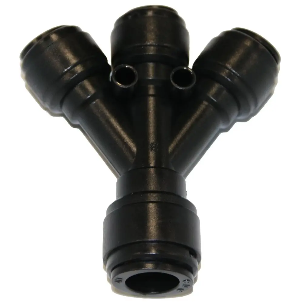 Neofit - Acetal Black Three Way Divider 1/2" Tube X 3/8" Tube 1