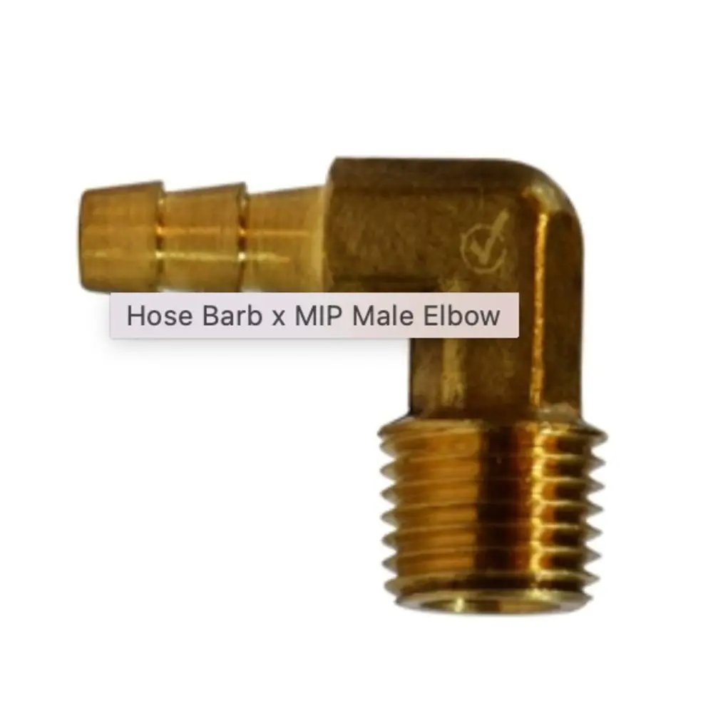 Brass 3/8 Hose Barb X 1/4 Mip Elbow 1