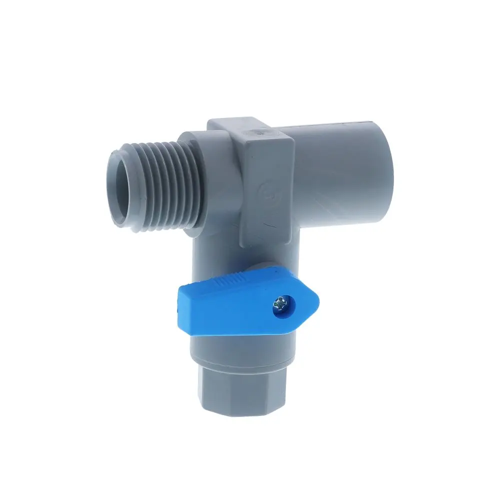 Three-Way Pvc Ball Valve - 1/2" Fpt X 1/2" Mpt  Run X 1/4" Fpt Branch 1