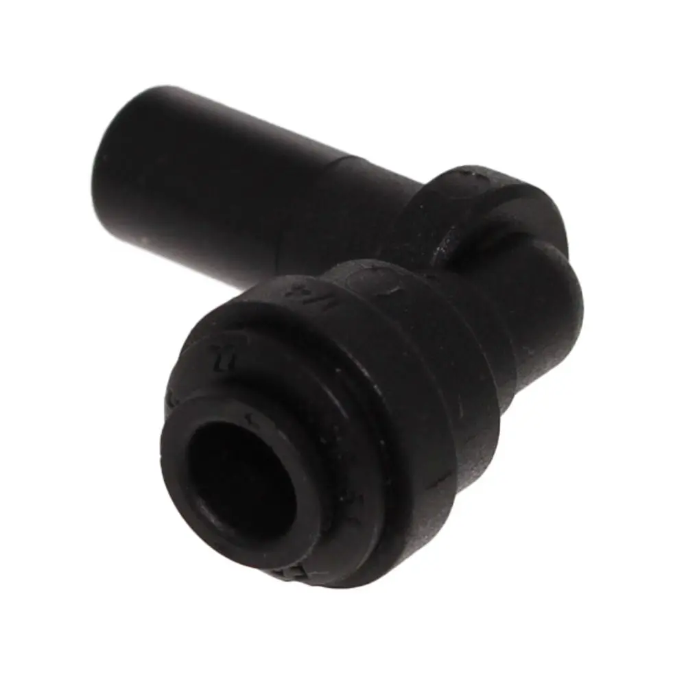 John Guest 3/8" Stem X 1/4" Tube Polypropylene Plug In Elbow - Black 1