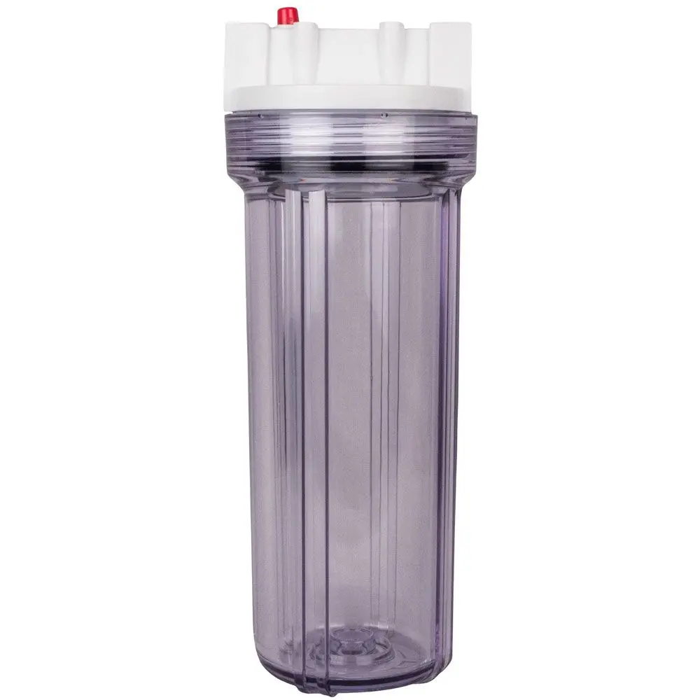 10" Slim Line Filter Housing Clear Sump/White Boss Cap 1/2" W/ Pr - 1/2" Fpt 1