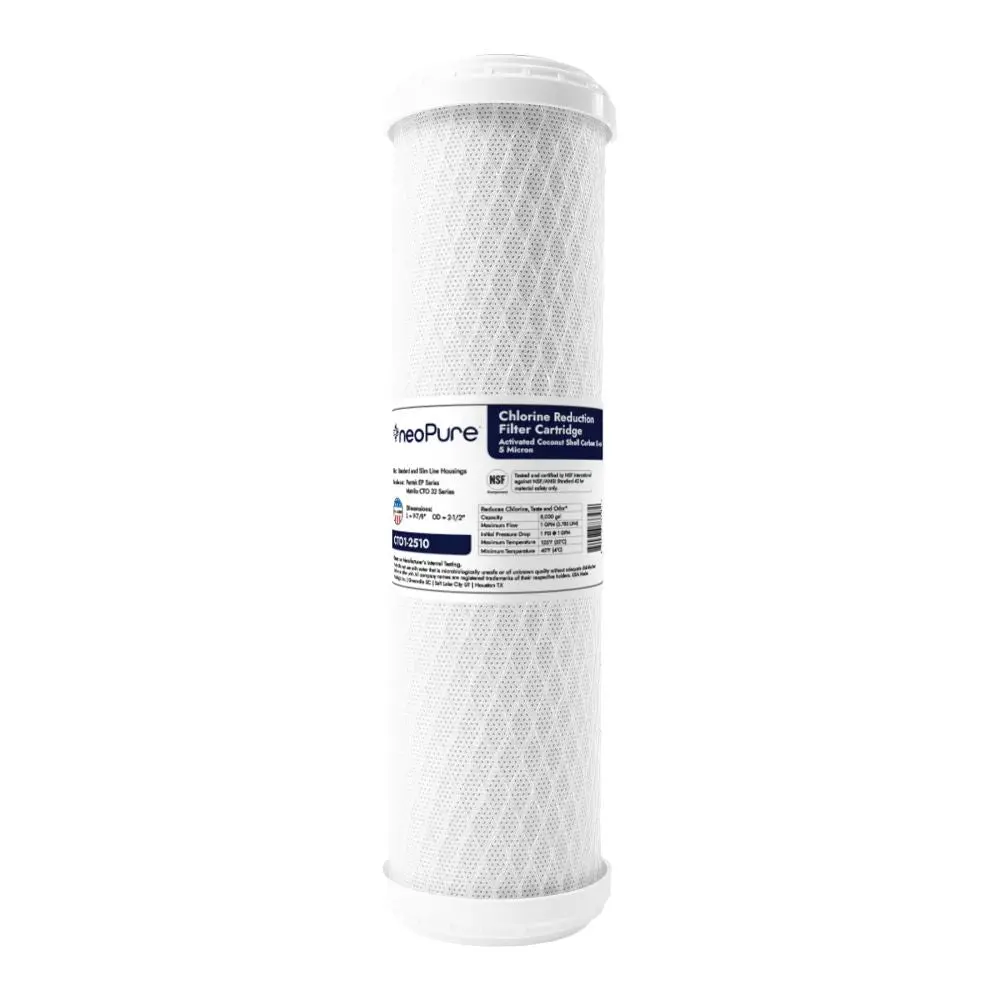 Neo-Pure Cto1-2510 9-7/8" X 2-1/2" Coconut Shell Carbon Block Filter 5 Micron 1