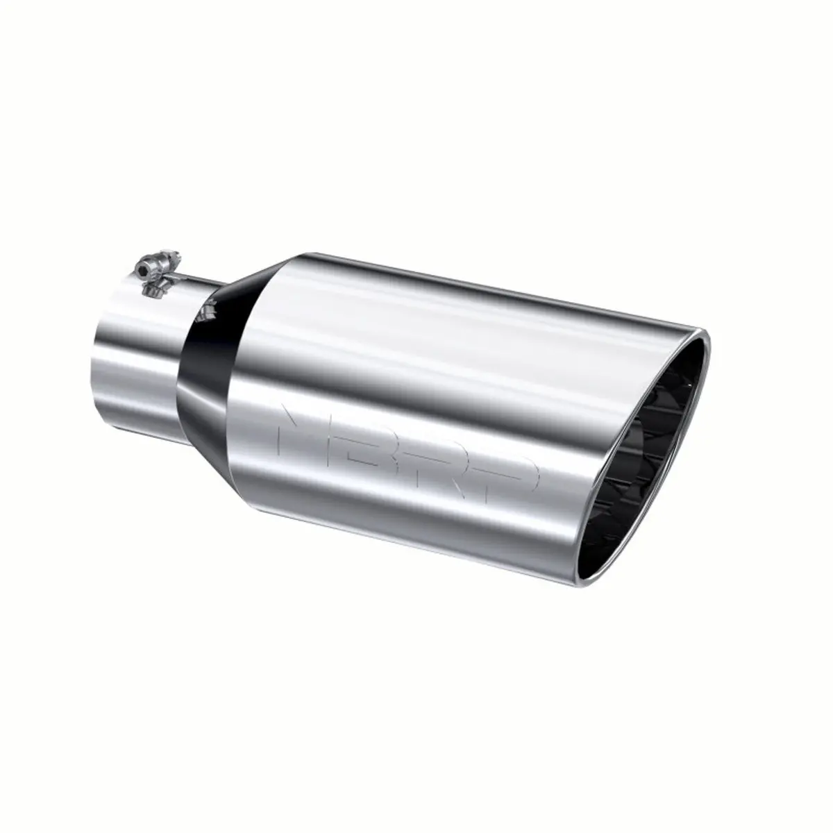 Mbrp 5"X8"X18" Rolled Edge, Single Wall, Angle Cut, T304 Stainless Tip 1