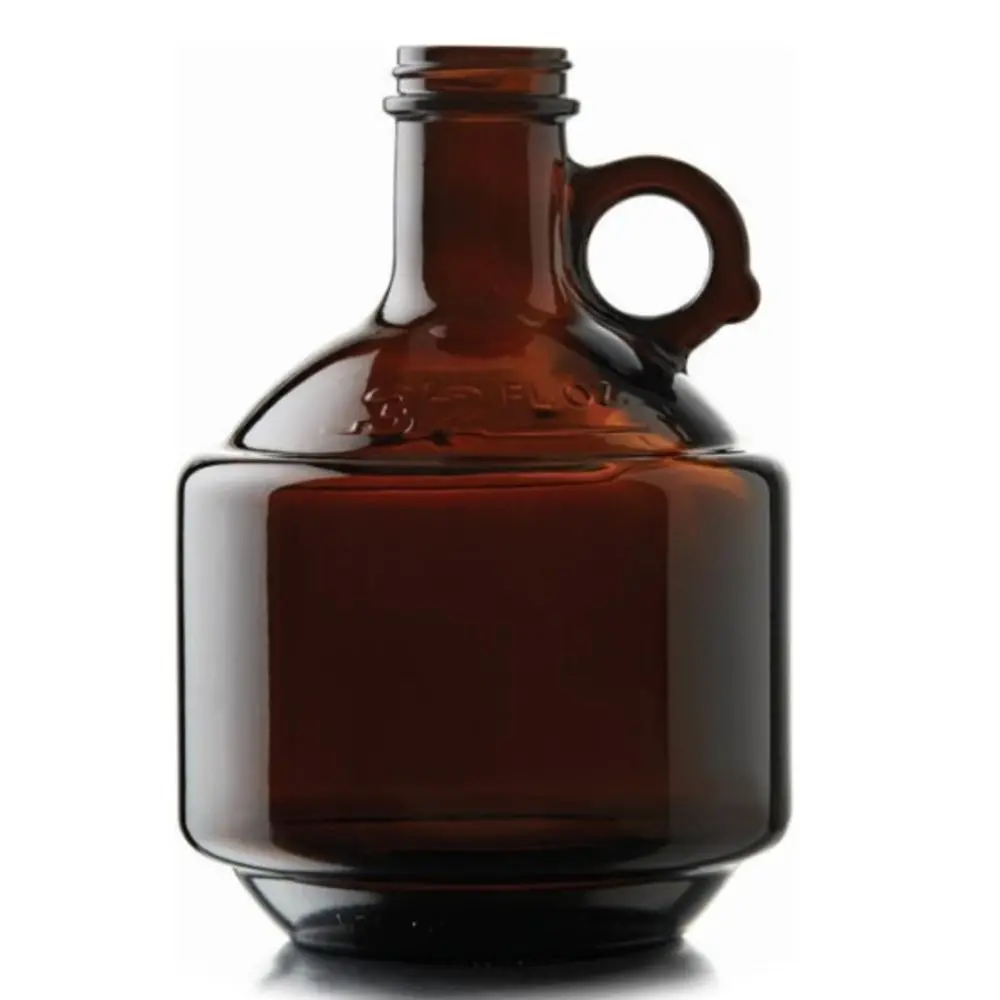 Amber 32Oz Glass Beer Growler Round Loop Handle  38/400 Finish Without Cap 1