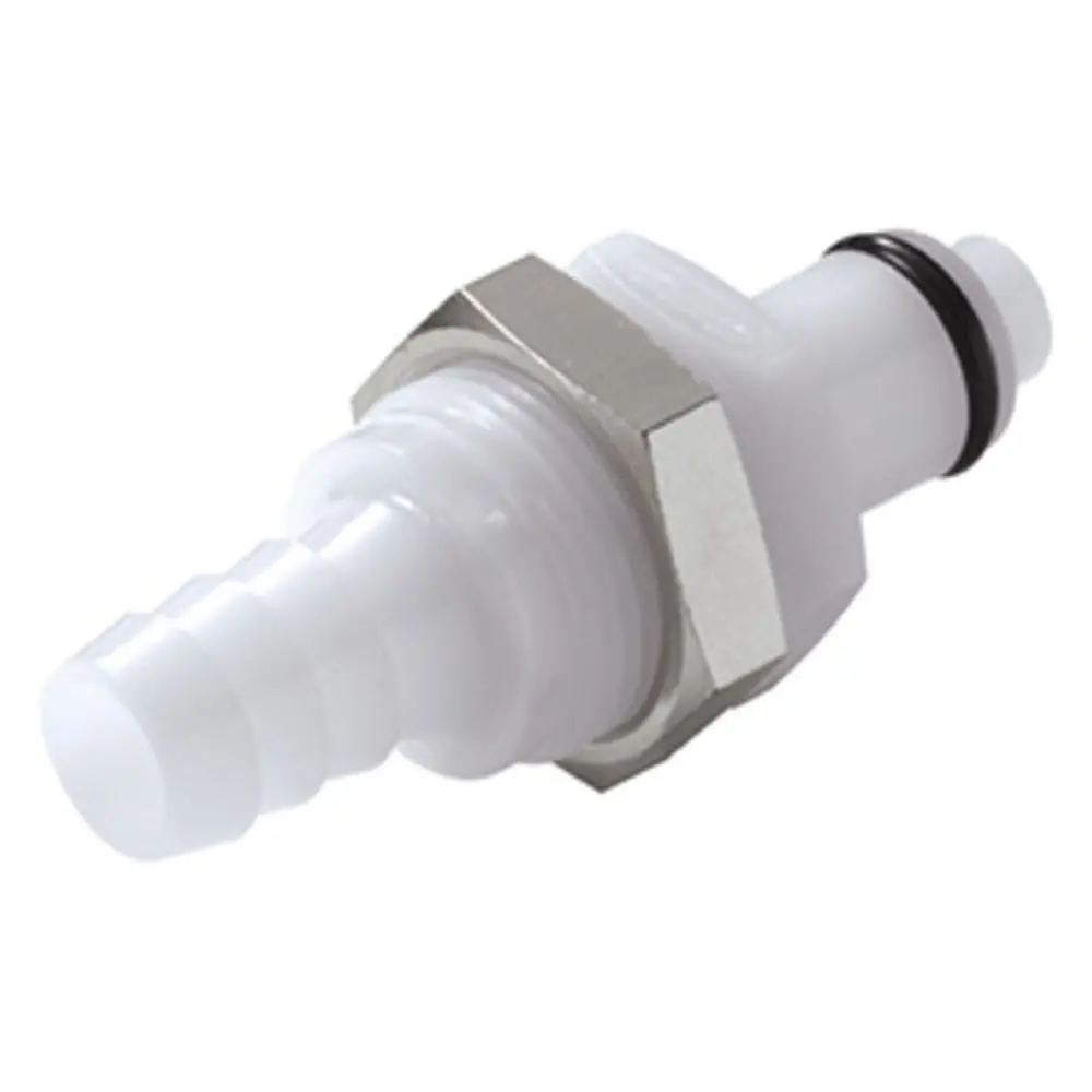 Plcd42006 Valved Panel Mount Hose Barb Coupling Insert 3/8 Id Barb 1