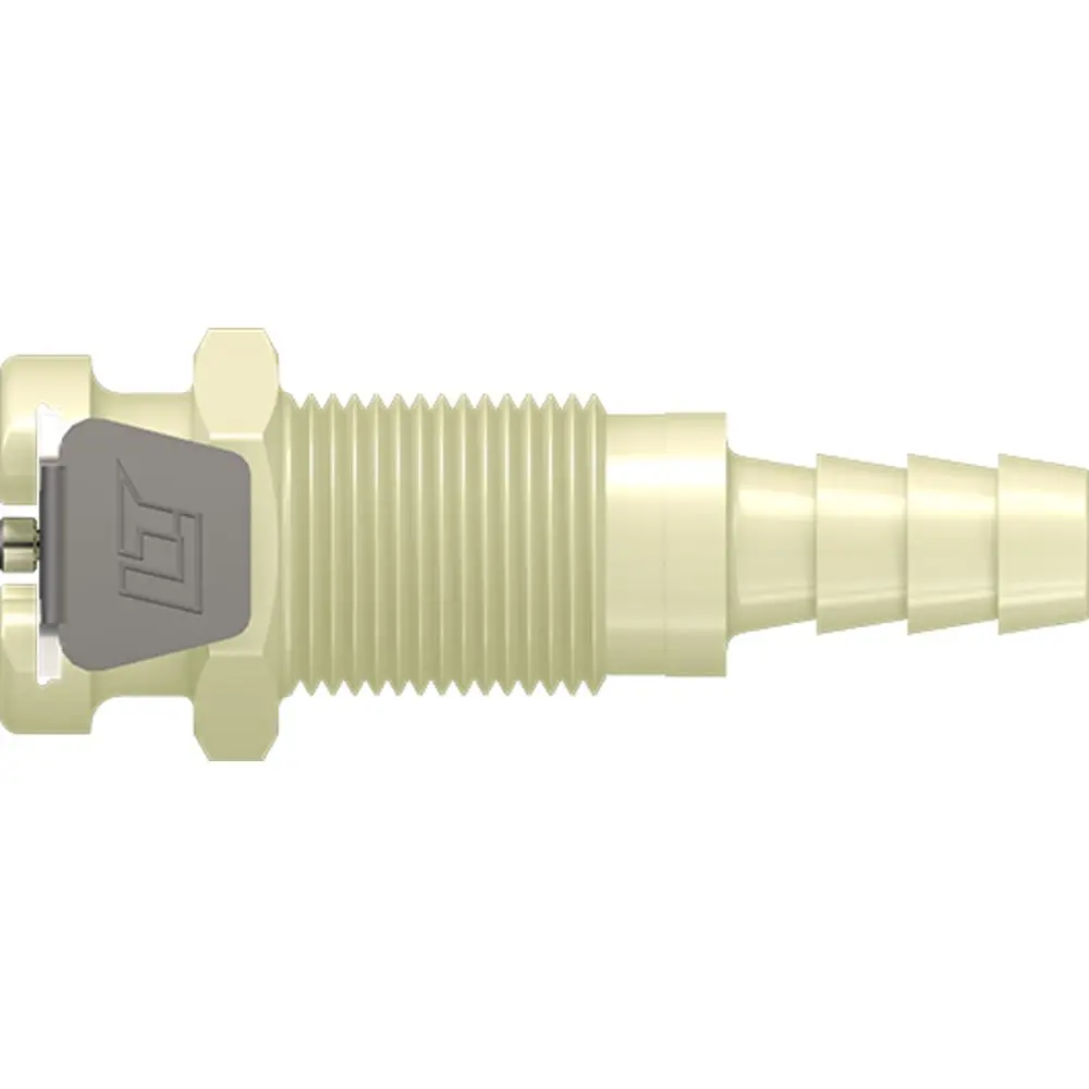 Linktech 20Pp Series Panel Mt. Female, Non-Valved, 1/4" Hb, Molded Almond Color, Polypropylene 1