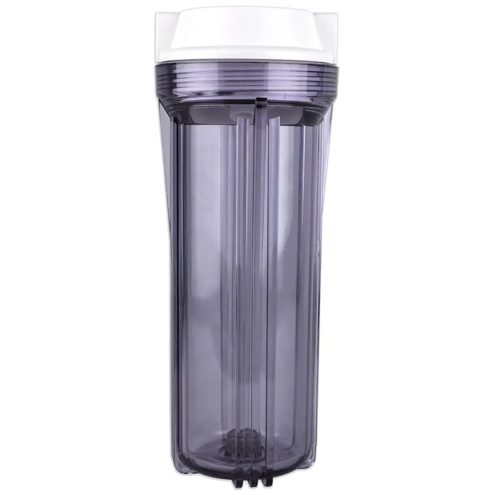 10" Neo-Pure Slimline Filter Housing Clear Sump/Flat White Cap 1/2" No Pressure Relief 1