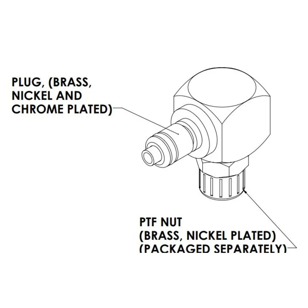 Linktech 20Cb Series Elbow Male, Valved, 1/4" Ptf, Chrome Brass, Buna N 2