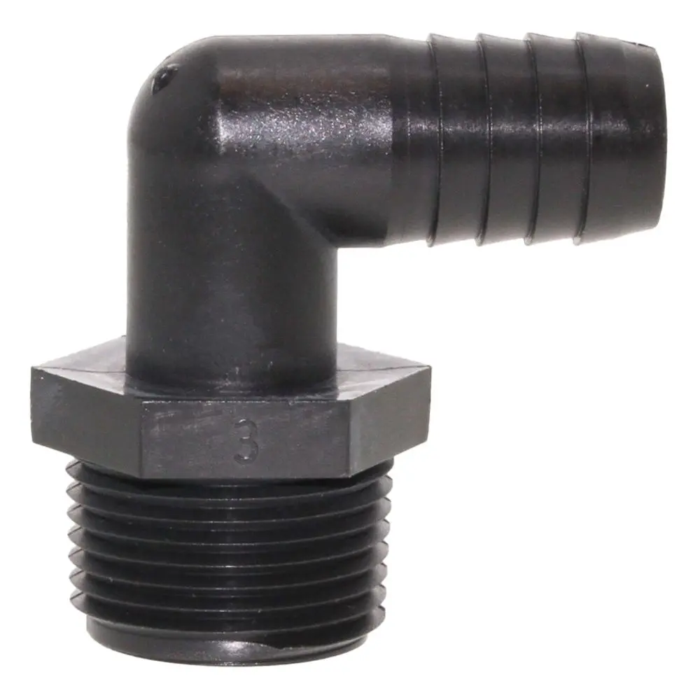 Male Elbow Barb X Male Npt - 5/8" Hb X 1" Mnpt - Black Polypropylene 1