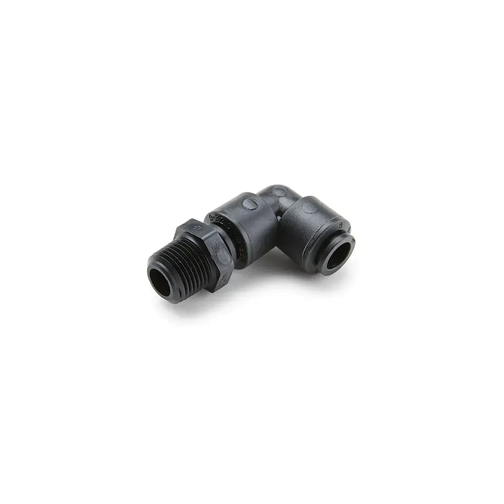 Black Kynar Pvdf Male  Elbow Swivel - 3/8 X 3/8 Nptf 1