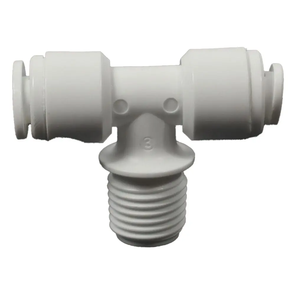 Male Branch Tee Acetal 1/4 Qc X 1/4 Qc X 1/4 Mnpt Branch 1