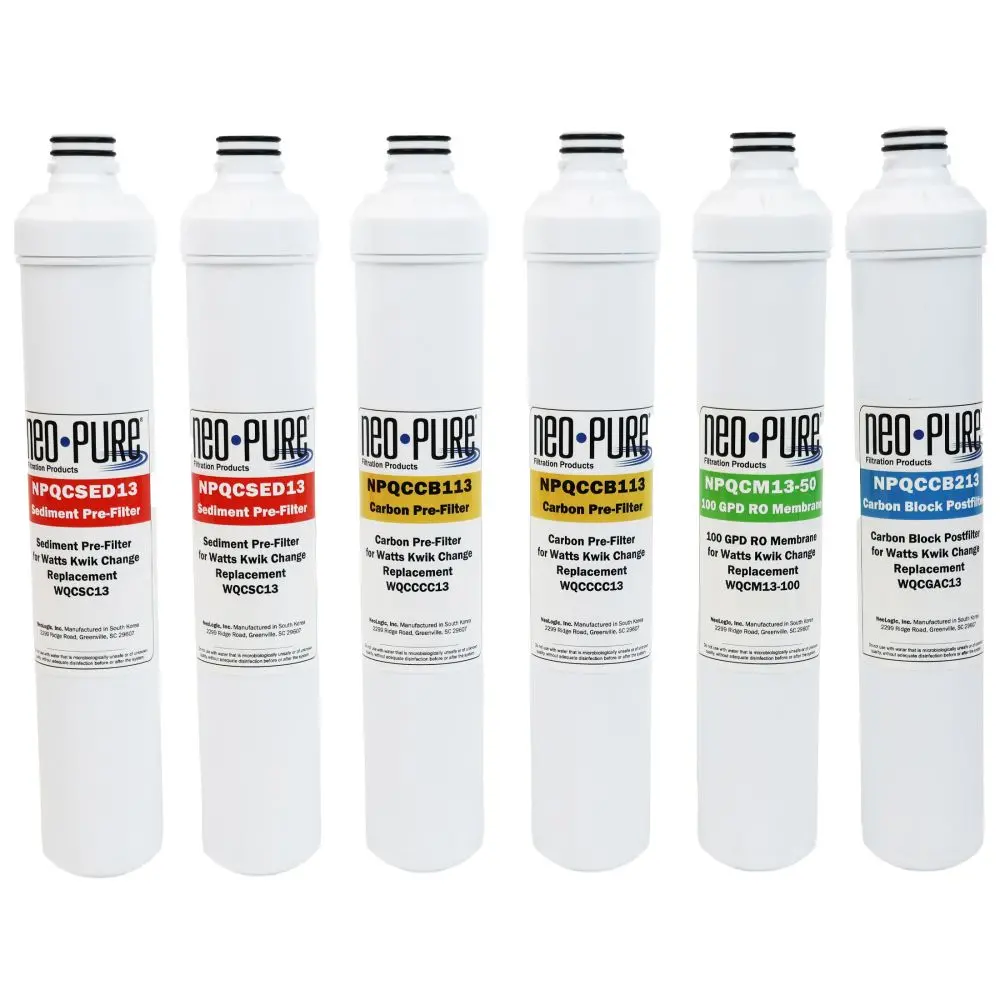 Neo-Pure 13" 50 Gpd Replacement Ro Membrane Filter Kit For Watts Kwik Change 1
