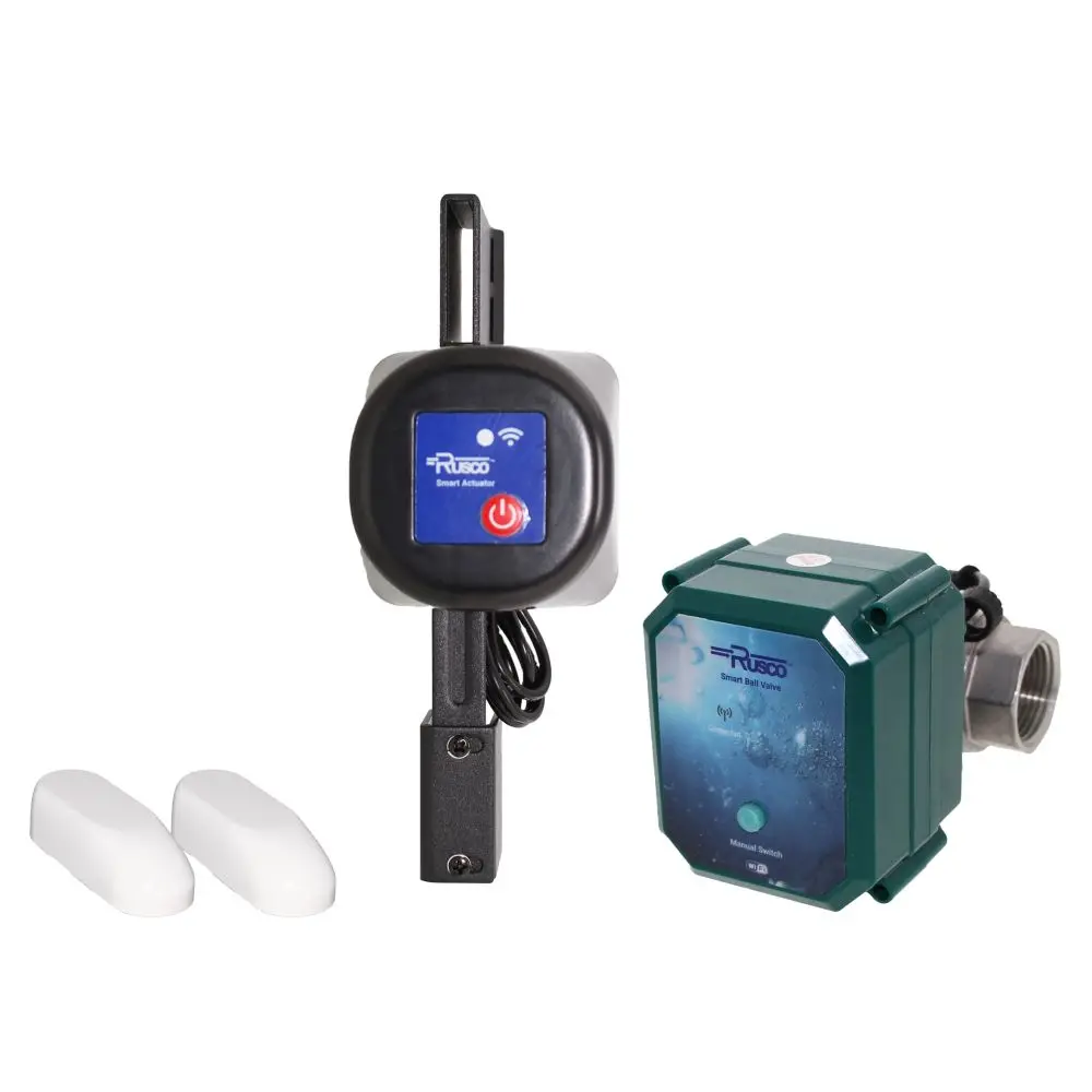 Rusco Smart Leak Kit - 1" Smart Ball Valve & Smart Actuator W/ 2 Smart Leak Detectors 1