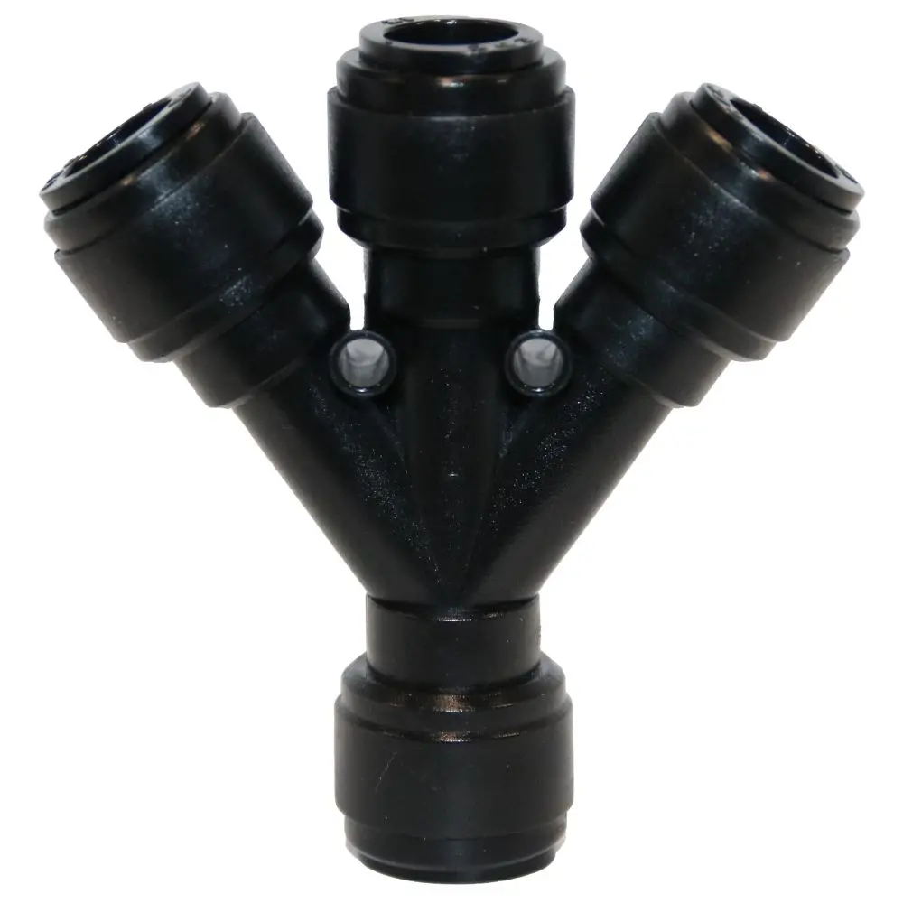 Neofit Acetal Black Three Way Divider 1/2" Tube X 1/2" Tube 1