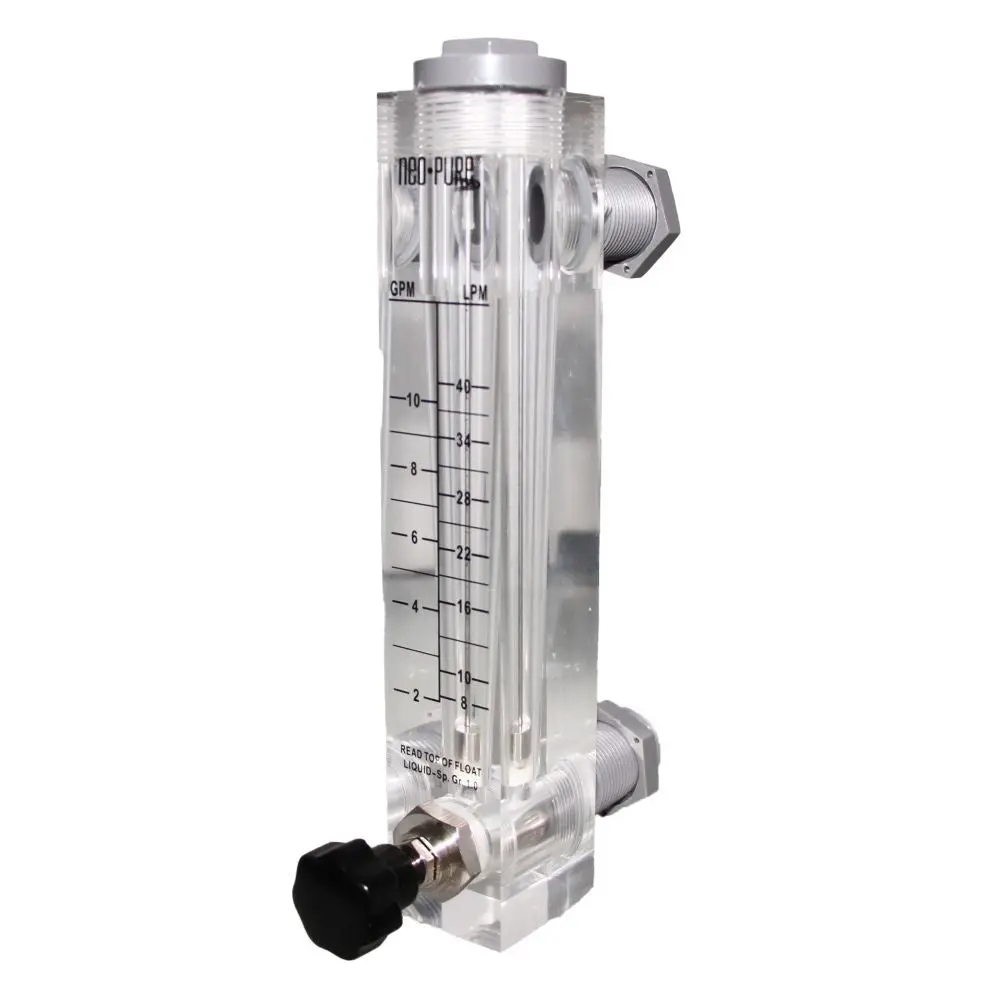 Neo-Pure Adjustable Panel Mount Flowmeter 2-10Gpm 3/4" Mnpt 1