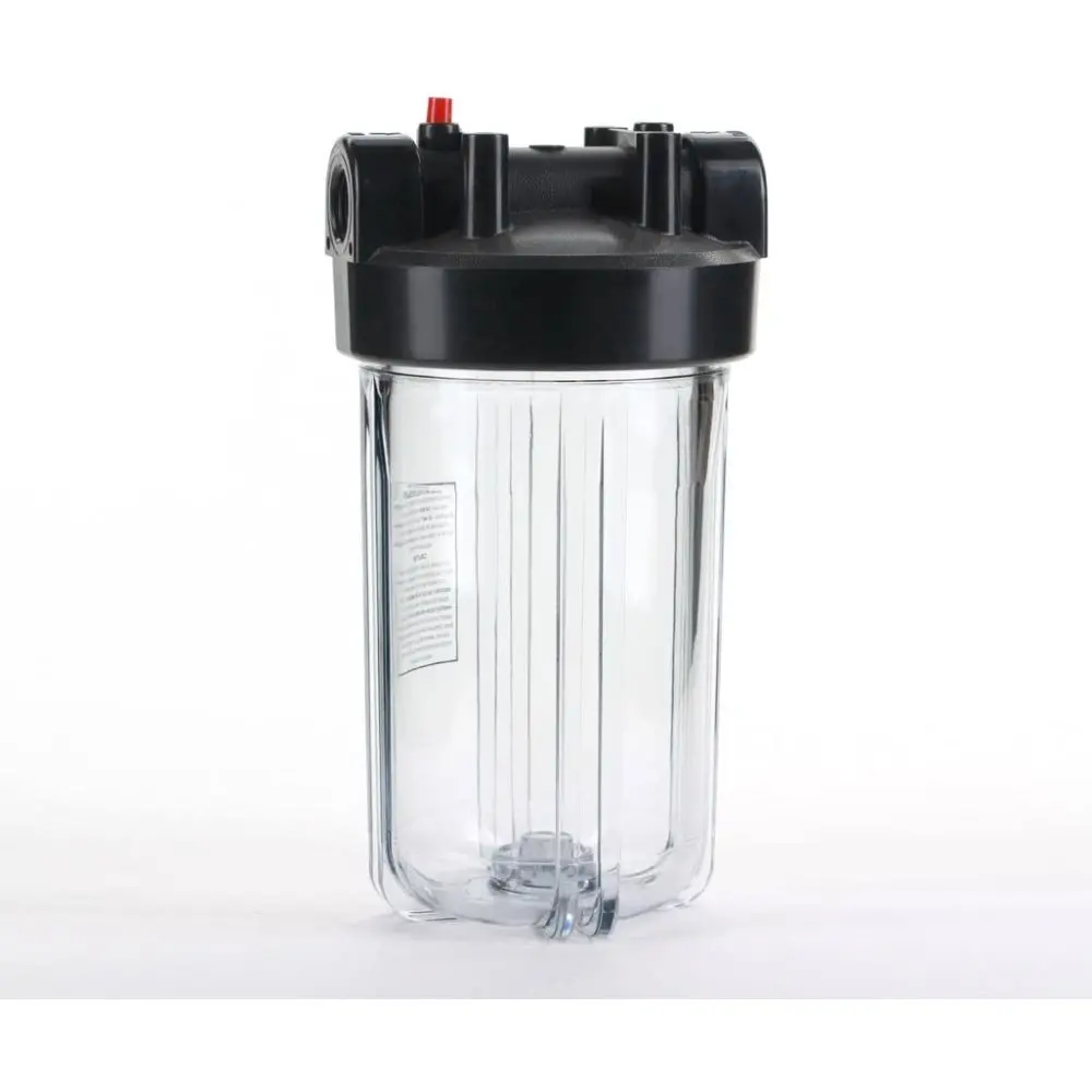 10" X 4.5" Water Filter Housing, Hi-Temp, Clear Body, Black Cap 1" 1