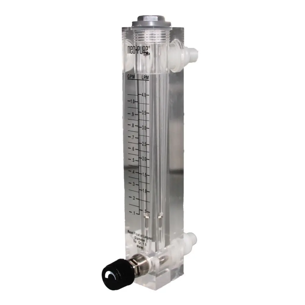 Neo-Pure Adjustable Panel Mount Flowmeter 0.1-1Gpm 1/4" Mnpt 1