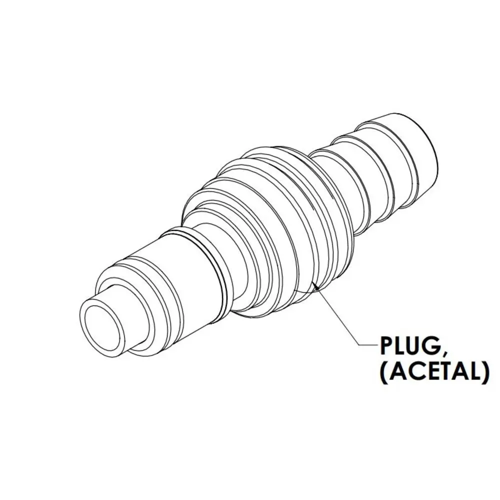 Linktech 50Ac Series Straight Male, Valved, 3/8" Hb, Natural Acetal, Buna N 2